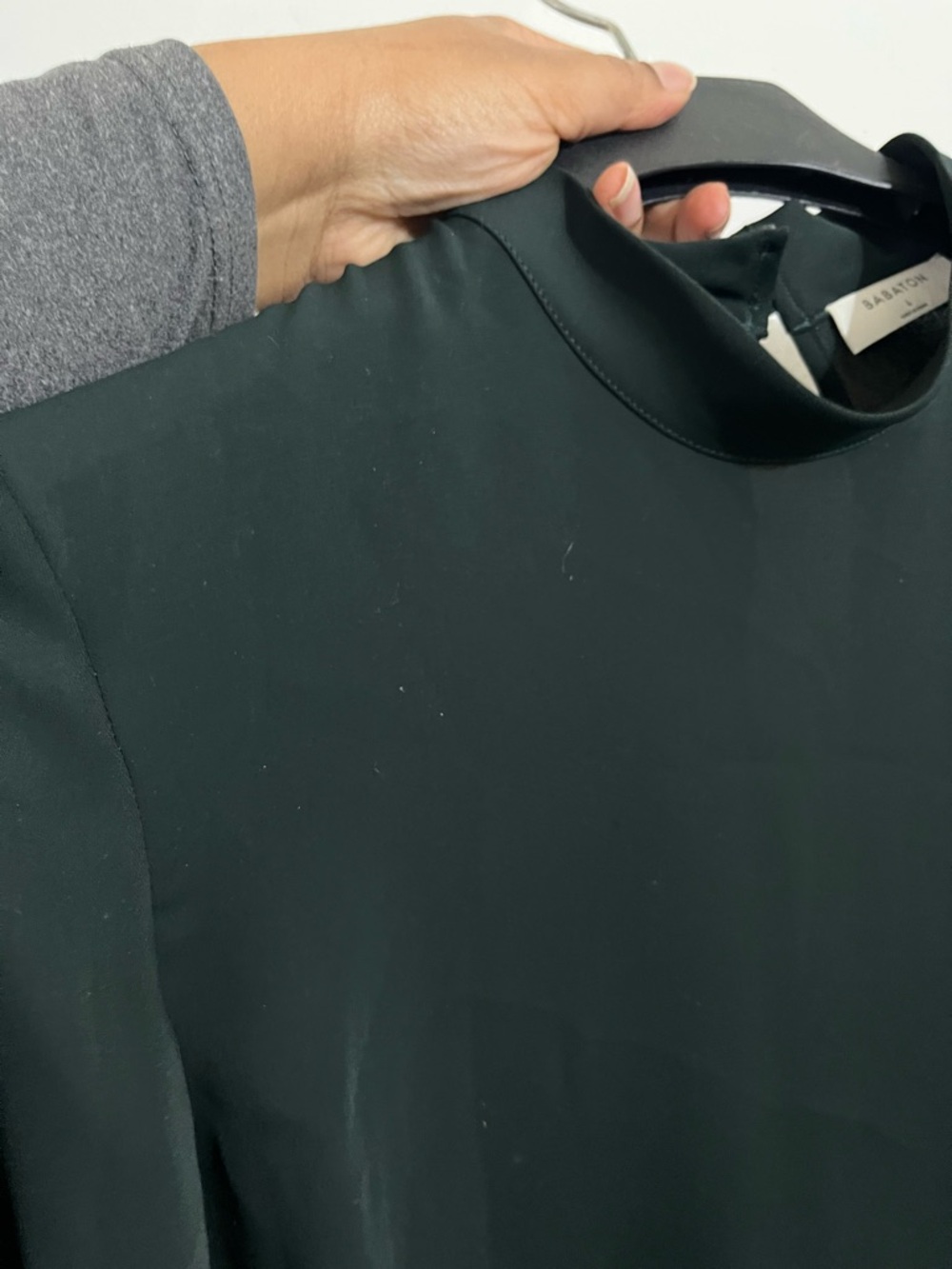 Babaton Dark Green Mock Neck Long Sleeve Blouse - Picture 2 of 8